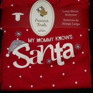 Carter's My Mommy Knows Santa Red Christmas Bodysuit 3 Months Boys Girls Baby